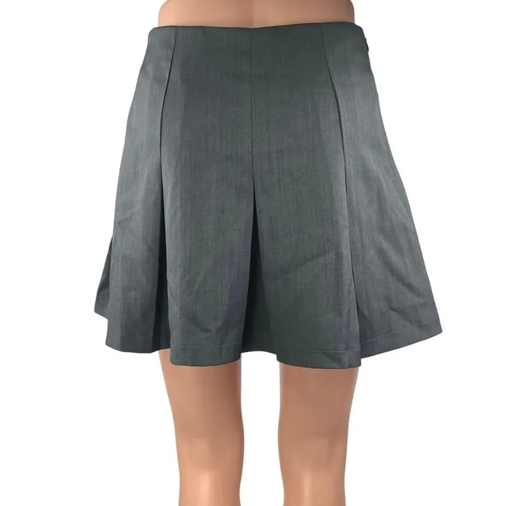 Cider Women's Gray High Waisted Zipper Casual Pleated A Line Mini Skirt Size S
